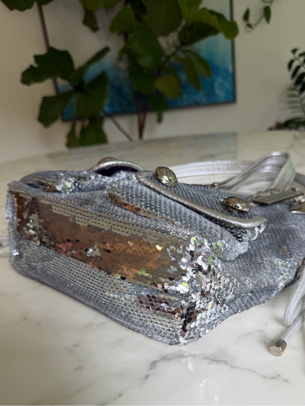 Coach Limited Edition Poppy Sequin Spotlight Tote Shoulder Bag 13821 Silver Y2K - Picture 8 of 16